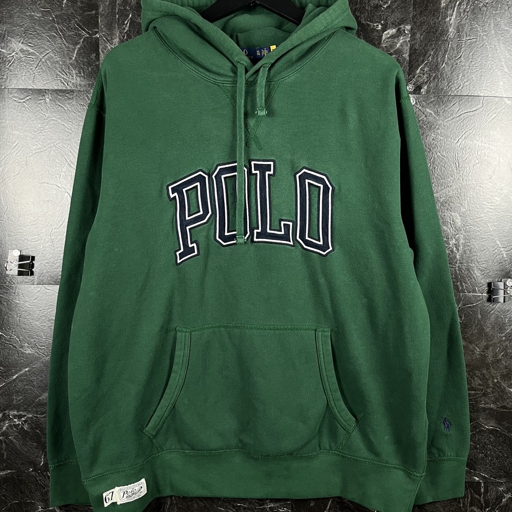 Polo Ralph Lauren Men's Green Spell Logo Fleece Hoodie XL